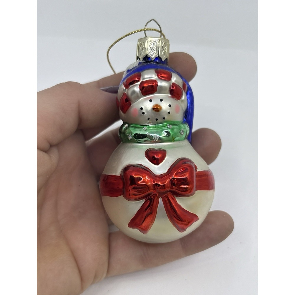 Holiday Inspirations Glass Ornament SNOWMAN Blown Glass Christmas 3.5"